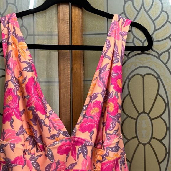 OLD NAVY Women's Plus V Neck Swimsuit One piece Peach Purple Floral Size 4X - Picture 6 of 16